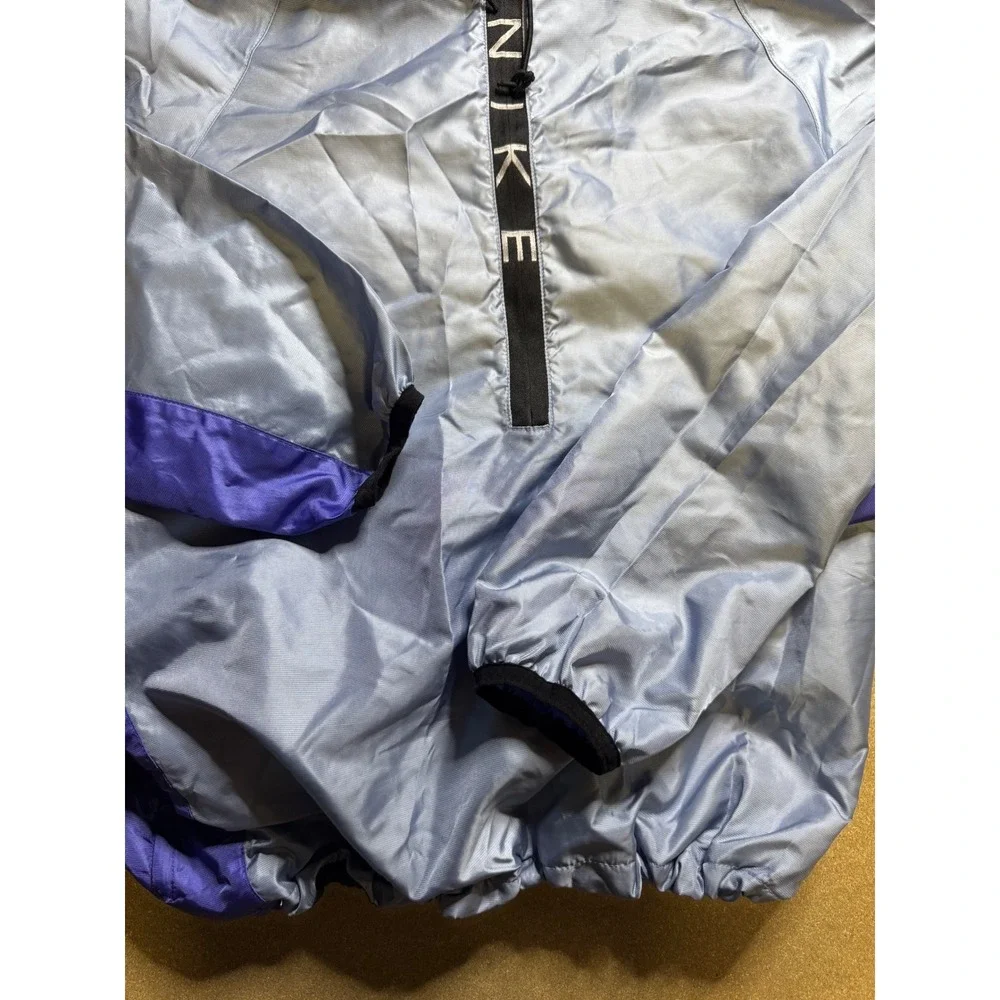 Nike Women's Pullover Windbreaker Jacket Hooded Blue Purple Trim Medium vtg‎